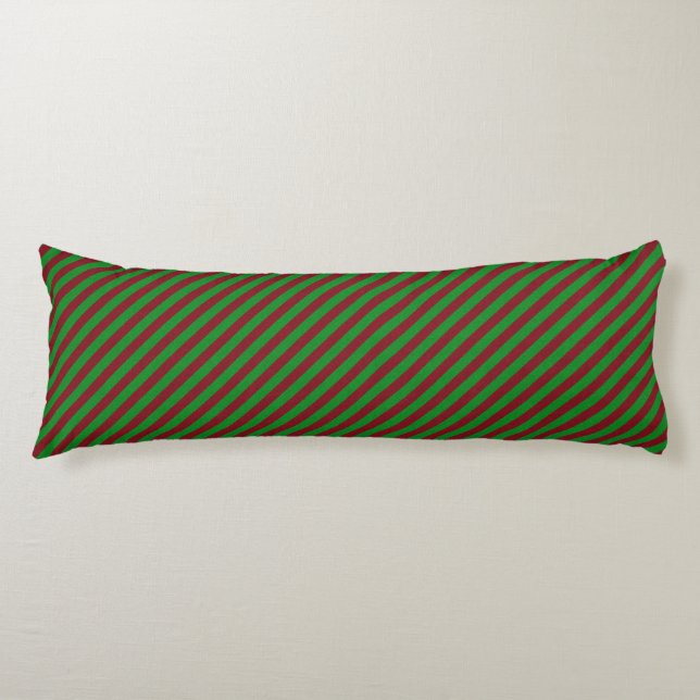 Coussins Longs Parties scintillant Red & Green Stripes (Devant)