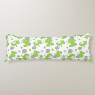 Coussins Longs Pattern of Green Elephants, Cute Elephants, stars