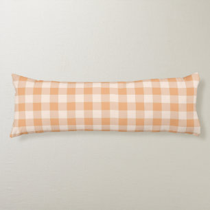 Coussins Longs Peach White À damiers En vichy Motif
