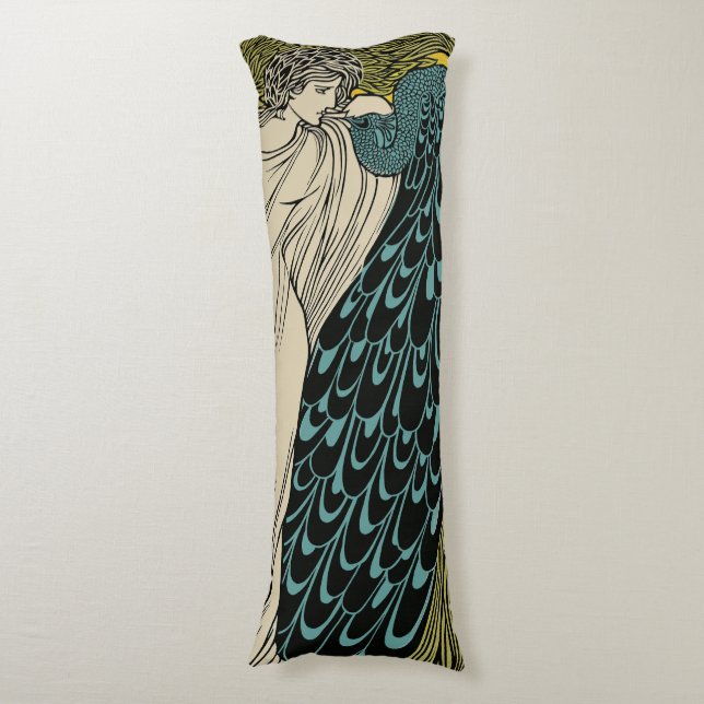Coussins Longs Peacock Fine Art Bird Nouveau (Devant (Vertical))
