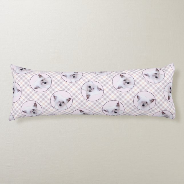 Coussins Longs Peinture blanche en poudre de Chine peint art chie (Devant)