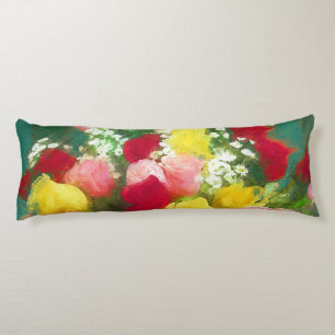 Coussins Longs Peinture Bouquet Rose - Jolie Art Fleur Originale
