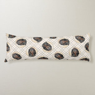 Coussins Longs Peinture de chien originale en noir et Tan