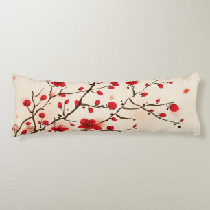 Coussins Longs Peinture de style oriental, fleur de prune au prin