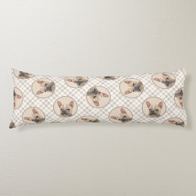 Coussins Longs Peinture française de Bulldog Fawn mignonne art de (Devant)