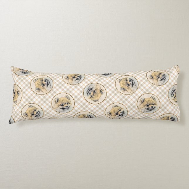 Coussins Longs Peinture Poméranienne Orange Pom Original Chien Ar (Devant)