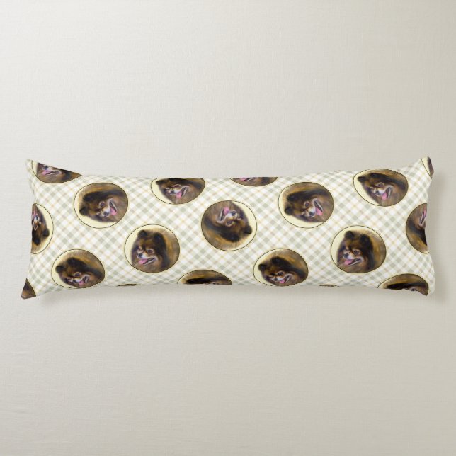 Coussins Longs Peinture Poméranienne Orange Sable Original Chien  (Devant)