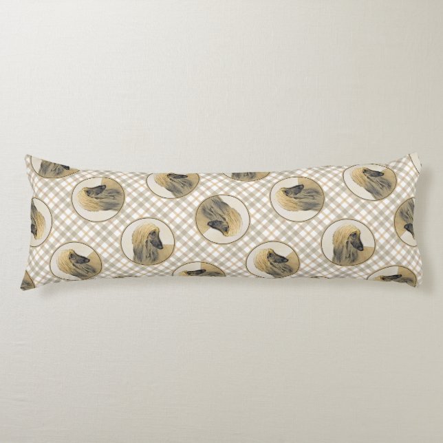 Coussins Longs Peinture rouge masquée noir Hound Afghan Pet Dog A (Devant)