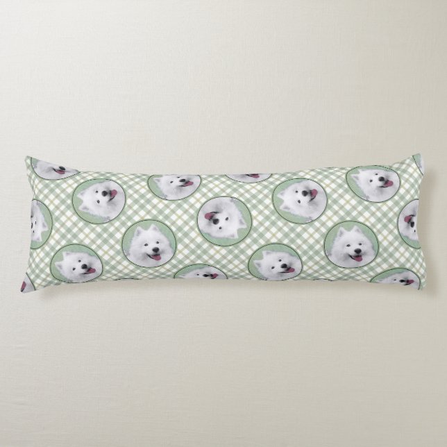 Coussins Longs Peinture Samoyed Blanc mignonne Original Animal Ch (Devant)