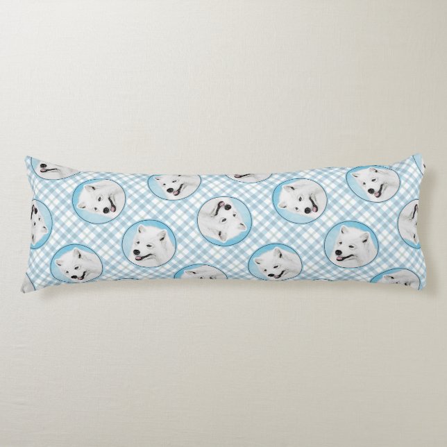 Coussins Longs Peinture Samoyed Blanc mignonne Original Animal Ch (Devant)