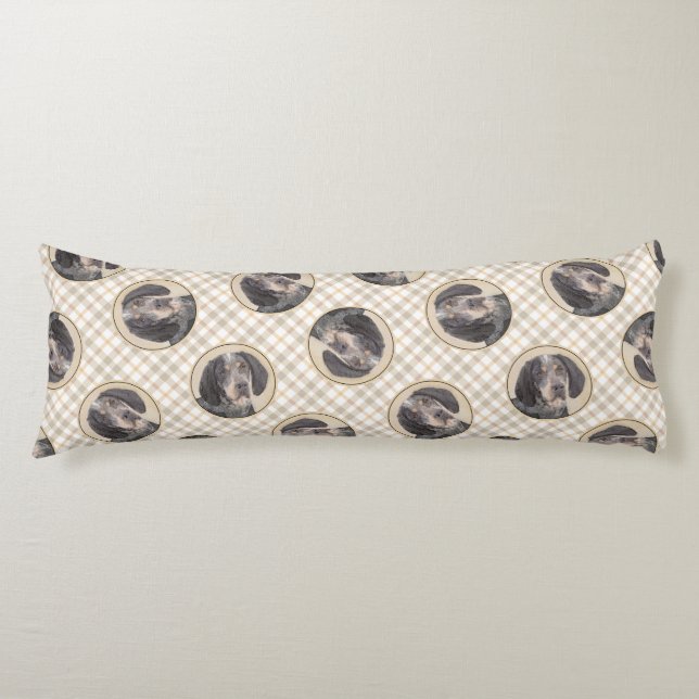 Coussins Longs Peinture sur papier bleu avec marquages Chien Art (Devant)