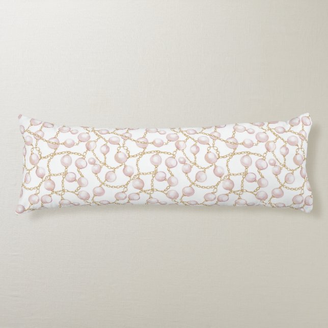 Coussins Longs Perles Rose Or Glam  (Devant)