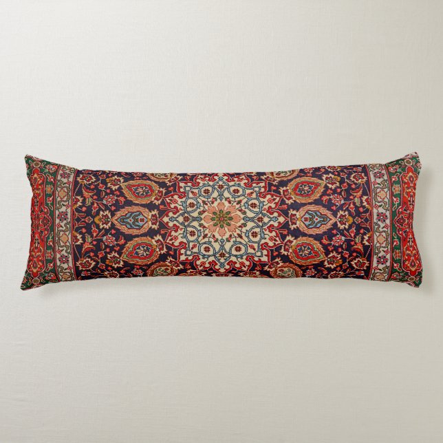 Coussins Longs Perse Tabriz Noir Radial Géométrique  (Devant)