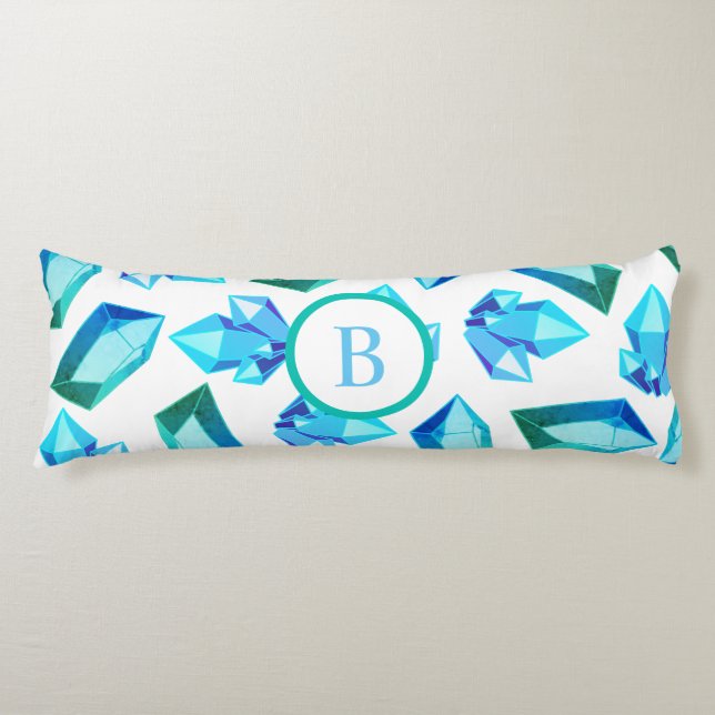 Coussins Longs Pierres de Géode Moderne Bleu & Vert (Devant)