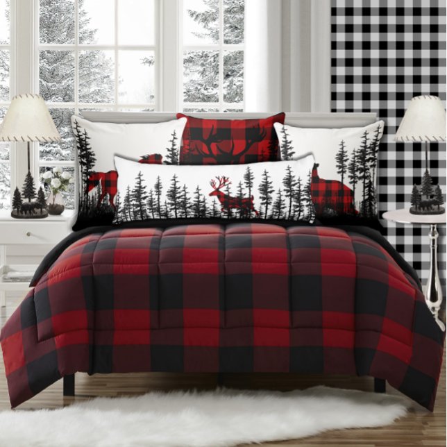 Coussins Longs Pin de l'Est Forêt Plaid Reindeer (Créateur téléchargé)