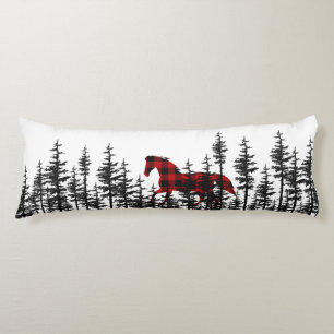 Coussins Longs Pine de l'Est Forêt Buffalo Plaid Cheval sauvage