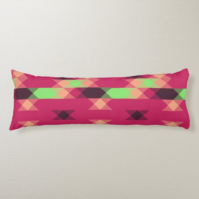 Coussins Longs pink and green geometric (Devant)