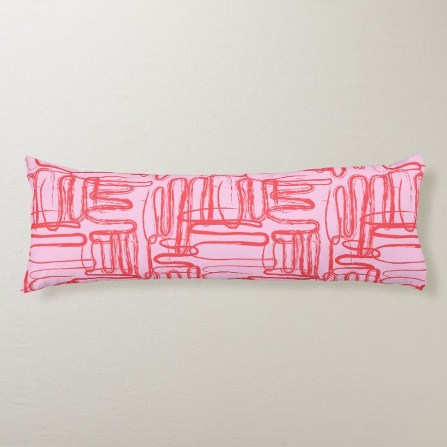 Coussins Longs Pink Curve Wavy Squiggle Abstract Modern (Devant)