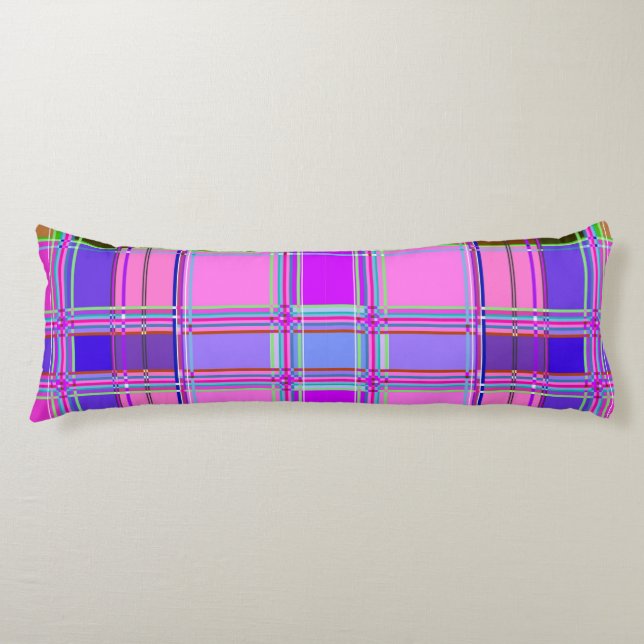 Coussins Longs Pink tartan Fabric Pattern Cloth Madras (Devant)