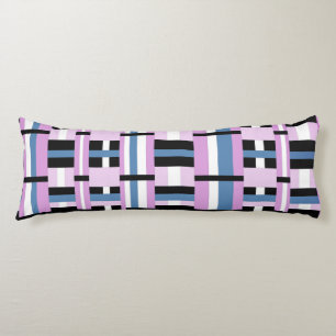 Coussins Longs Plaid en bleu ardoise, orchidée, noir & blanc