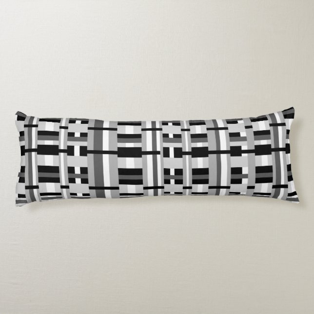 Coussins Longs Plaid en noir blanc et gris (Dos)