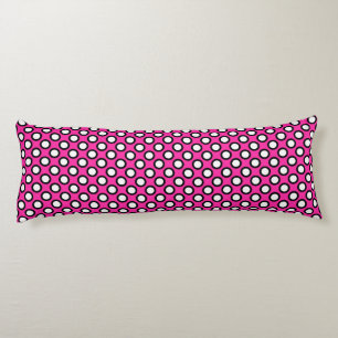 Coussins Longs Points tournés, fuchsia, noir et blanc