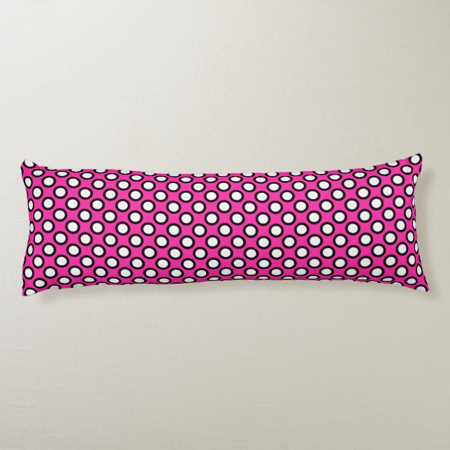 Coussins Longs Points tournés, fuchsia, noir et blanc (Dos)