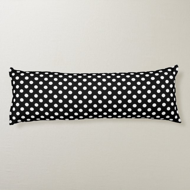 Coussins Longs Pois blancs sur Arrière - plan noir (Dos)