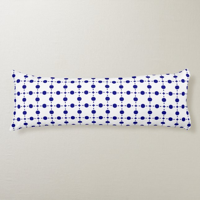 Coussins Longs Pois Bleus de la Marine, Motif à points Polka, poi (Devant)