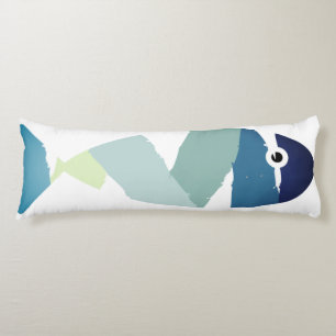 Coussins Longs Poisson bleu de natation Abstraite