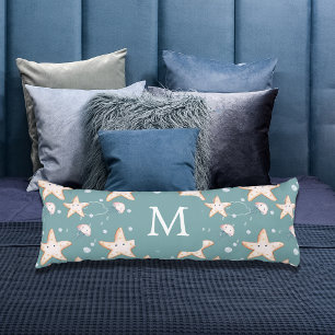 Coussins Longs Poisson étoilé vert cygne foncé monogramme