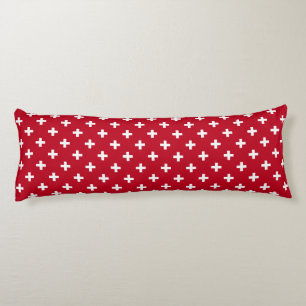 Coussins Longs Polka blanche croise sur rouge