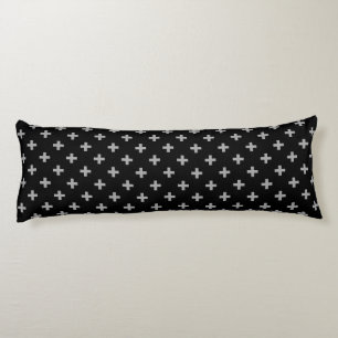 Coussins Longs Polka gris croise sur noir
