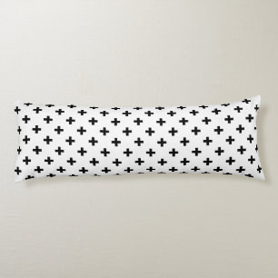 Coussins Longs Polka noire croise sur blanc