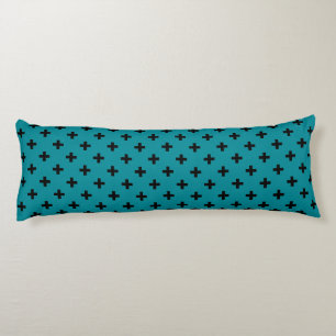 Coussins Longs Polka noire croise sur turquoise