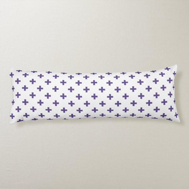 Coussins Longs Polka ultra violette croise sur blanc (Dos)