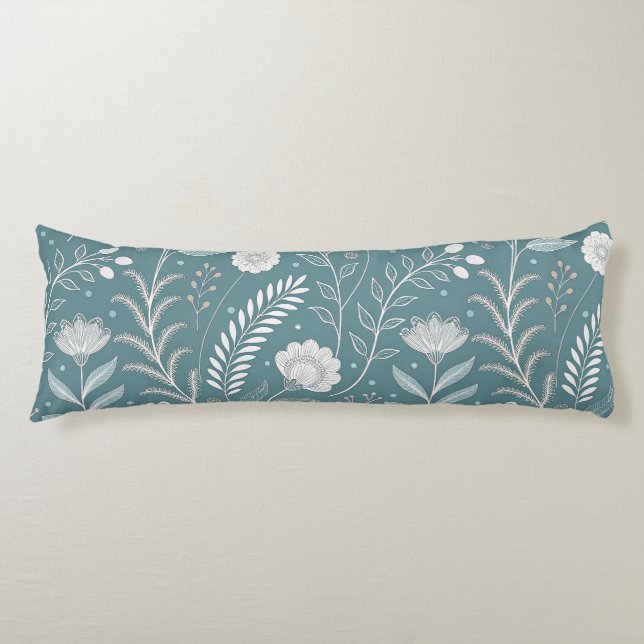 Coussins Longs Polyester brossé à impression florale moderne (Devant)