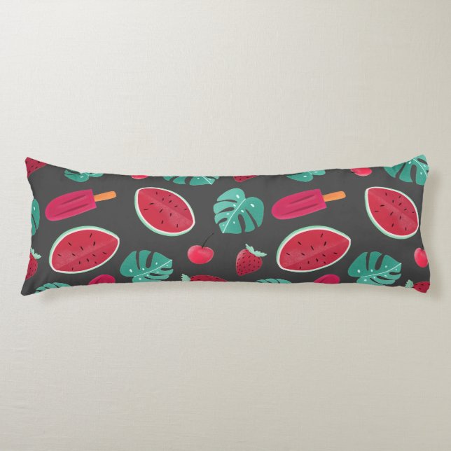 Coussins Longs Popsicle, cerise, fraise et pastèque (Devant)