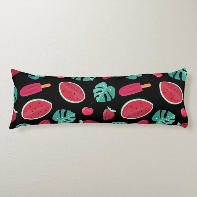 Coussins Longs Popsicle, cerise, fraise et pastèque (Devant)
