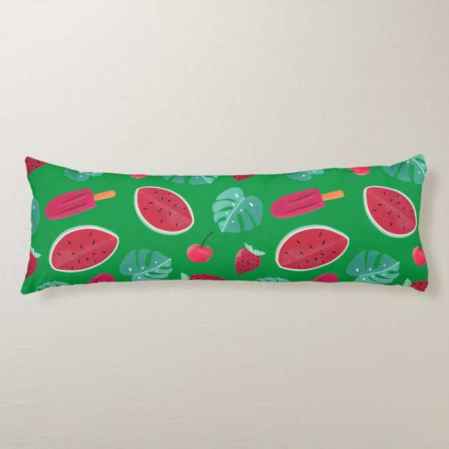 Coussins Longs Popsicle, cerise, fraise et pastèque (Devant)