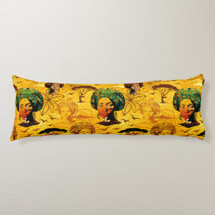 Coussins Longs Portrait féminin africain avec coucher de soleil