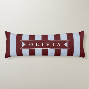 Coussins Longs Pré-personnalisé Marron Bleu Cabana Rayé