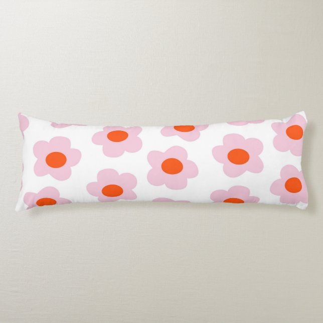 Coussins Longs Preppy rose Rouge Floral Motif simple Fleur (Devant)