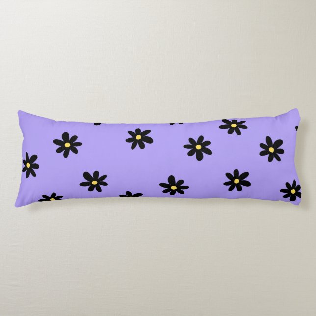Coussins Longs Preppy violet noir Floral simple Motif de fleurs (Devant)