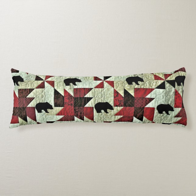 Coussins Longs Quilt d'ours noir (Devant)