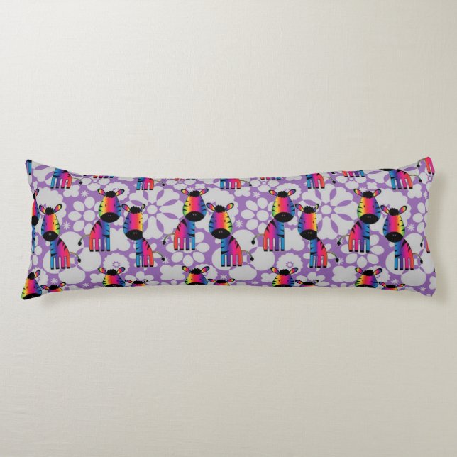 Coussins Longs Rainbow Zebra (Devant)