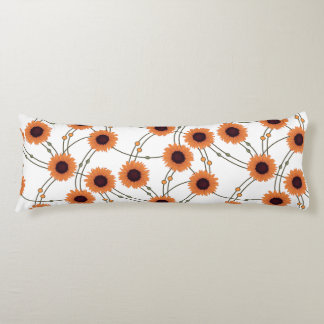 Coussins Longs Random Art Nouveau Sunflowers Retro Floral Orange
