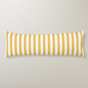 Coussins Longs Rayures horizontales larges jaunes et blanches à