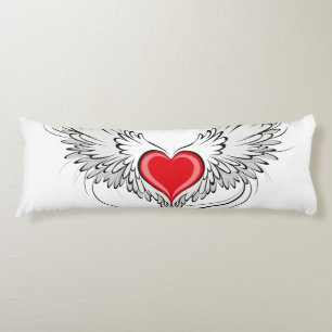 Coussins Longs Red Angel Coeur avec ailes