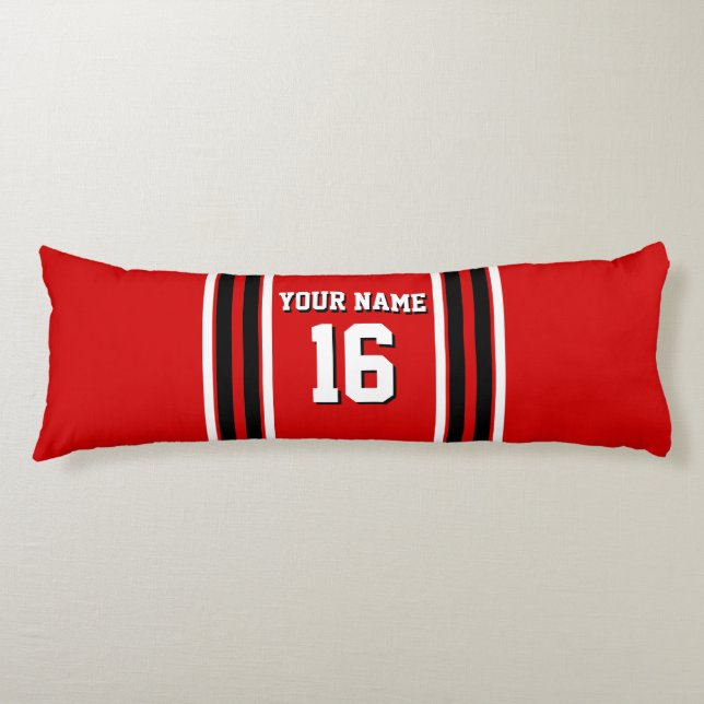 Coussins Longs Red Black White Team Jersey Numéro personnalisé No (Devant)